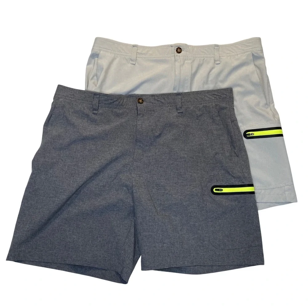 Loco Skail Performance Fishing Hybrid Shorts‎ Mens 42 Gray Tan 2 Pair Bundle